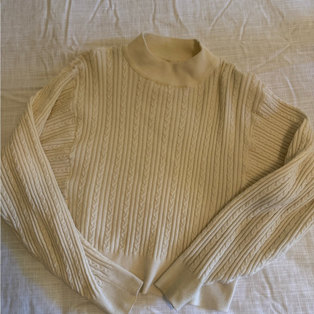 Cozy Beige Cable Knit Sweater